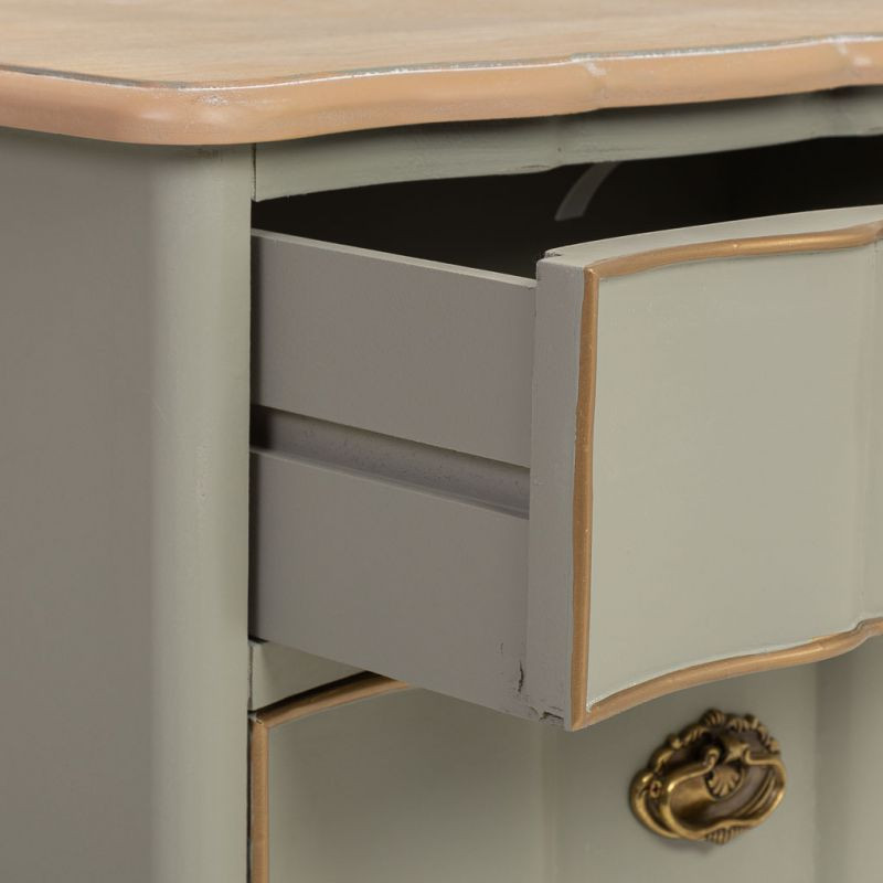 Table de chevet vert sauge 3 tiroirs 50x35x60 cm Narelora  - 5