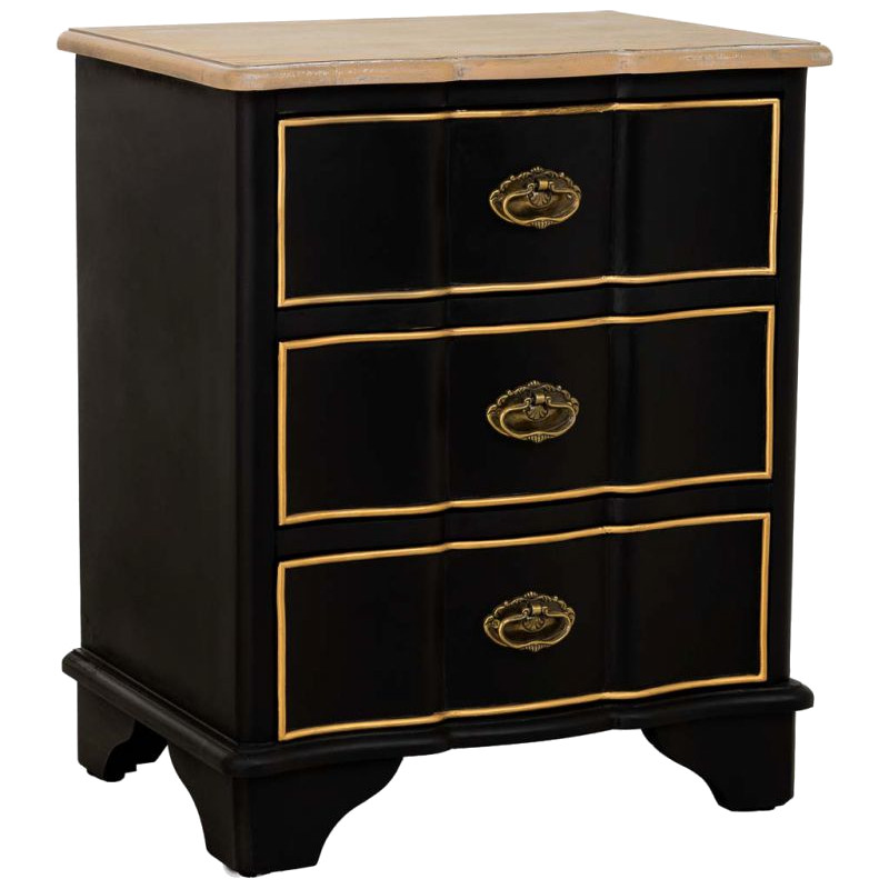 Table de chevet noire 3 tiroirs bois et MDF 50x35x60 cm Narelora  - 1