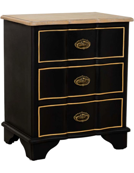 Table de chevet noire 3 tiroirs bois et MDF 50x35x60 cm Narelora  - 1