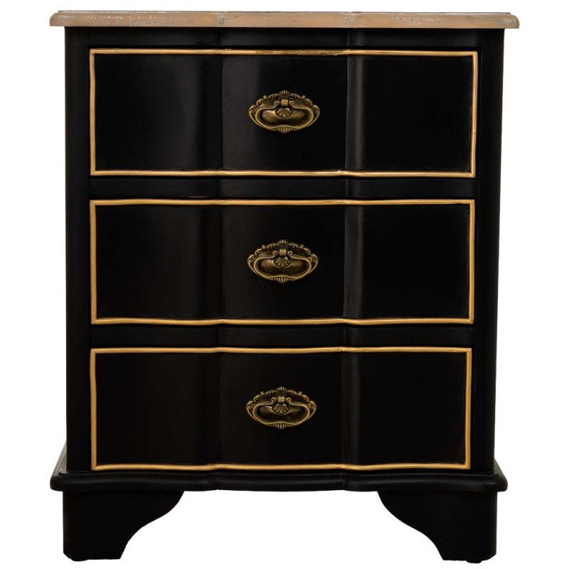 Table de chevet noire 3 tiroirs bois et MDF 50x35x60 cm Narelora  - 2