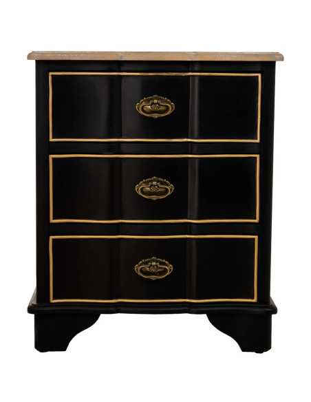 Table de chevet noire 3 tiroirs bois et MDF 50x35x60 cm Narelora  - 2