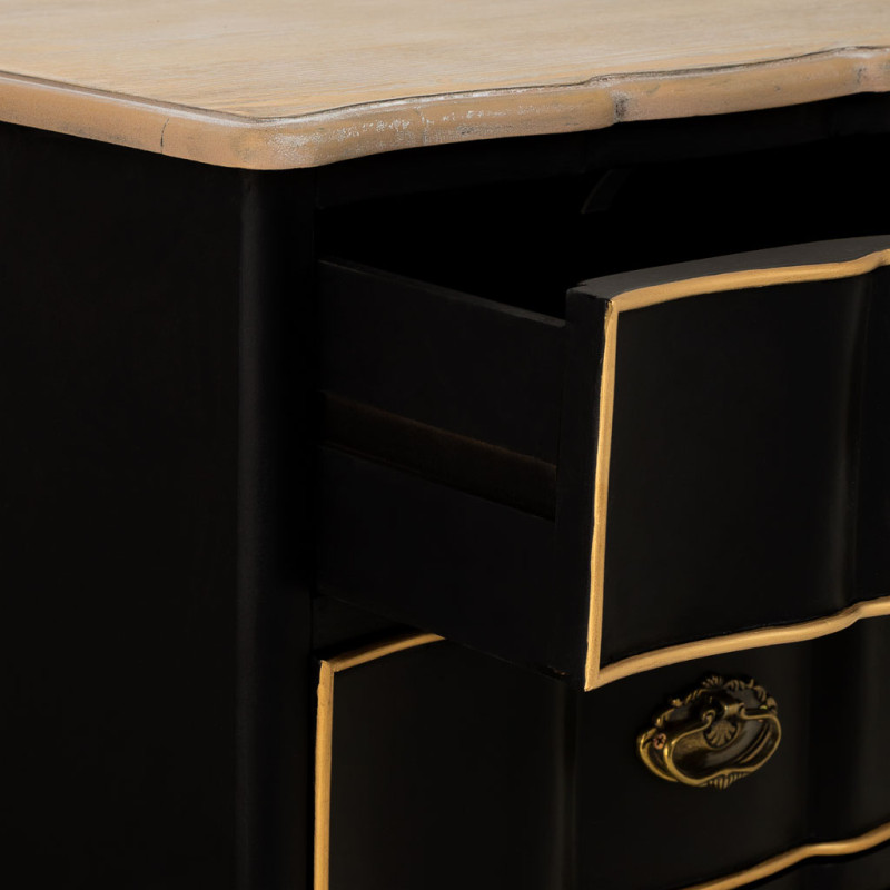 Table de chevet noire 3 tiroirs bois et MDF 50x35x60 cm Narelora  - 5