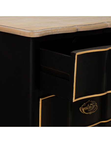 Table de chevet noire 3 tiroirs bois et MDF 50x35x60 cm Narelora  - 5