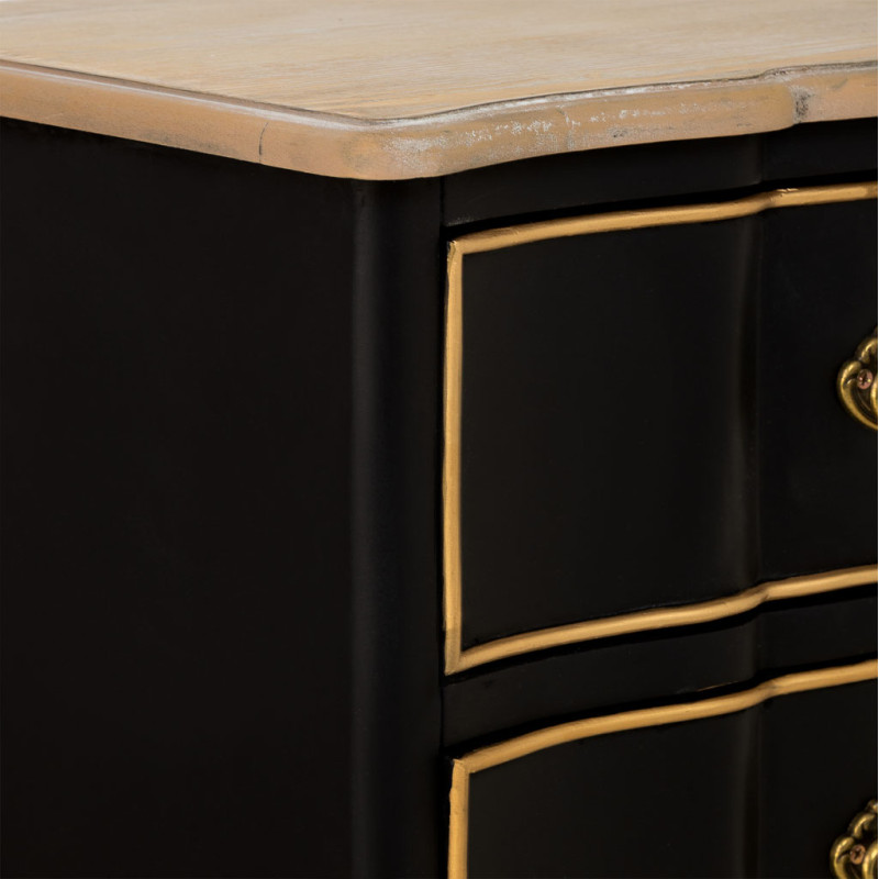 Table de chevet noire 3 tiroirs bois et MDF 50x35x60 cm Narelora  - 6