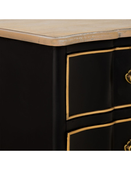 Table de chevet noire 3 tiroirs bois et MDF 50x35x60 cm Narelora  - 6