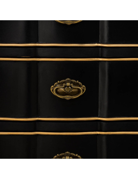 Table de chevet noire 3 tiroirs bois et MDF 50x35x60 cm Narelora  - 7