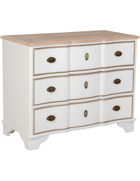Commode blanche 3 tiroirs bois et MDF 100x50x80 cm Narelora  - 1