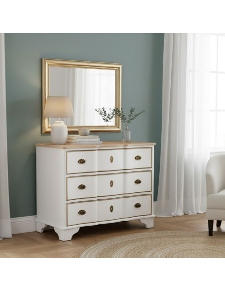 Commode blanche 3 tiroirs bois et MDF 100x50x80 cm Narelora  - 2
