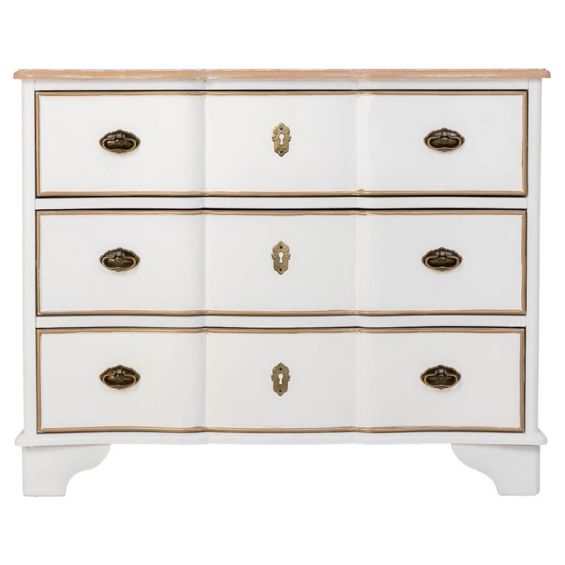 Commode blanche 3 tiroirs bois et MDF 100x50x80 cm Narelora  - 3