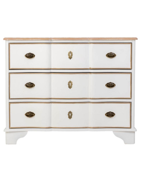 Commode blanche 3 tiroirs bois et MDF 100x50x80 cm Narelora  - 3