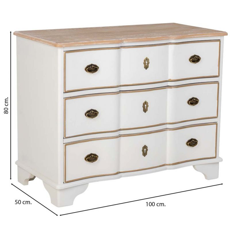 Commode blanche 3 tiroirs bois et MDF 100x50x80 cm Narelora  - 9