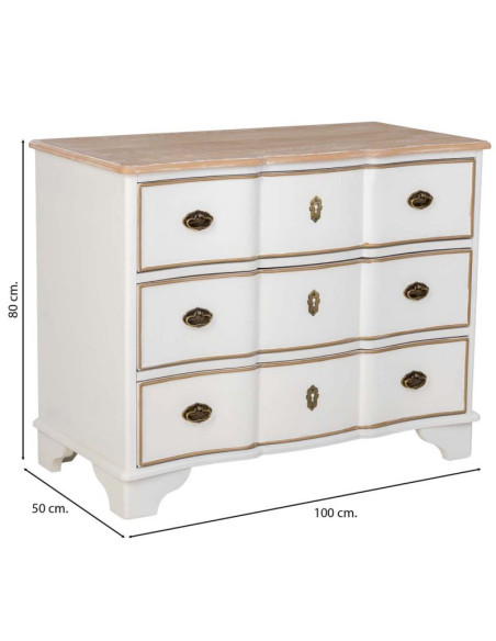 Commode blanche 3 tiroirs bois et MDF 100x50x80 cm Narelora  - 9