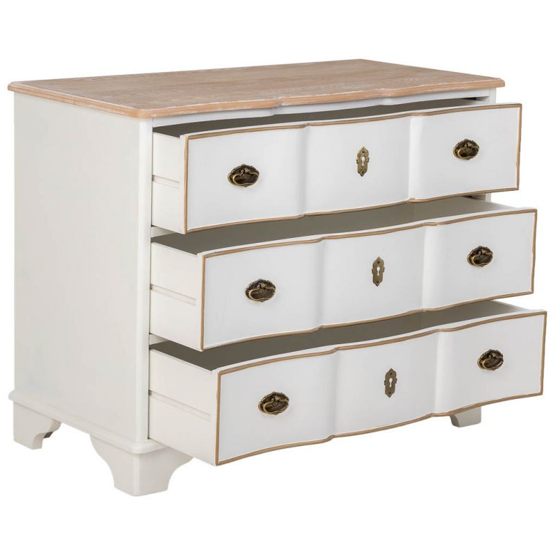 Commode blanche 3 tiroirs bois et MDF 100x50x80 cm Narelora  - 4