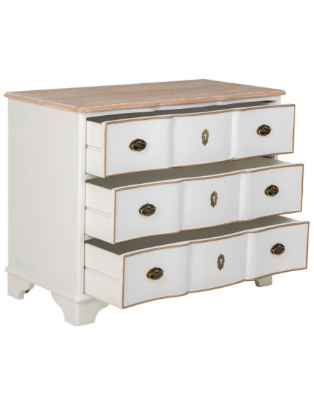 Commode blanche 3 tiroirs bois et MDF 100x50x80 cm Narelora  - 4