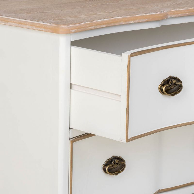 Commode blanche 3 tiroirs bois et MDF 100x50x80 cm Narelora  - 6