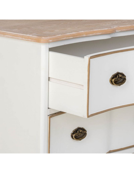 Commode blanche 3 tiroirs bois et MDF 100x50x80 cm Narelora  - 6