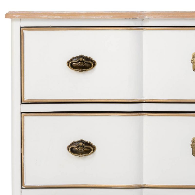 Commode blanche 3 tiroirs bois et MDF 100x50x80 cm Narelora  - 7