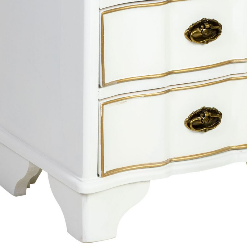 Chiffonnier blanc 6 tiroirs bois et MDF 50x35x110 cm Narelora  - 8