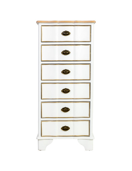 Chiffonnier blanc 6 tiroirs bois et MDF 50x35x110 cm Narelora  - 2
