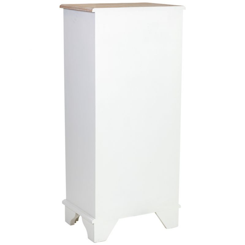 Chiffonnier blanc 6 tiroirs bois et MDF 50x35x110 cm Narelora  - 4