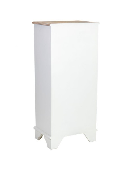 Chiffonnier blanc 6 tiroirs bois et MDF 50x35x110 cm Narelora  - 4