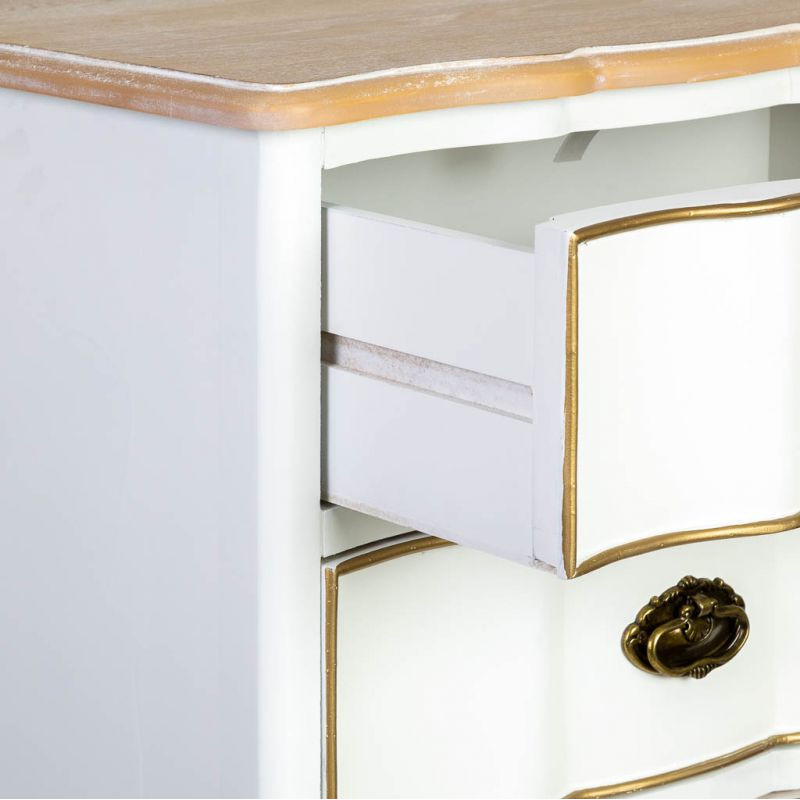 Chiffonnier blanc 6 tiroirs bois et MDF 50x35x110 cm Narelora  - 5