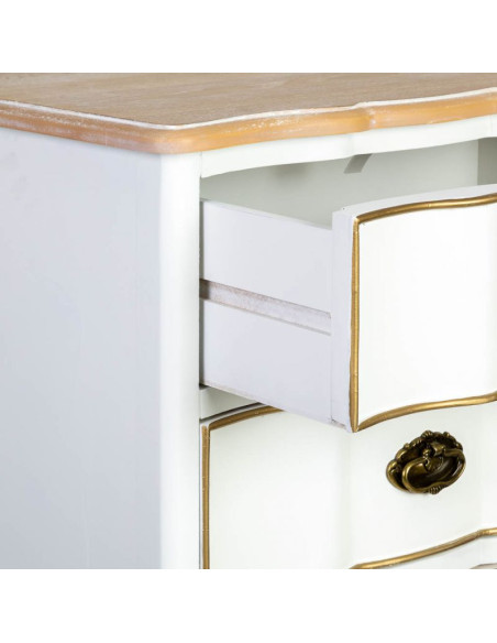 Chiffonnier blanc 6 tiroirs bois et MDF 50x35x110 cm Narelora  - 5
