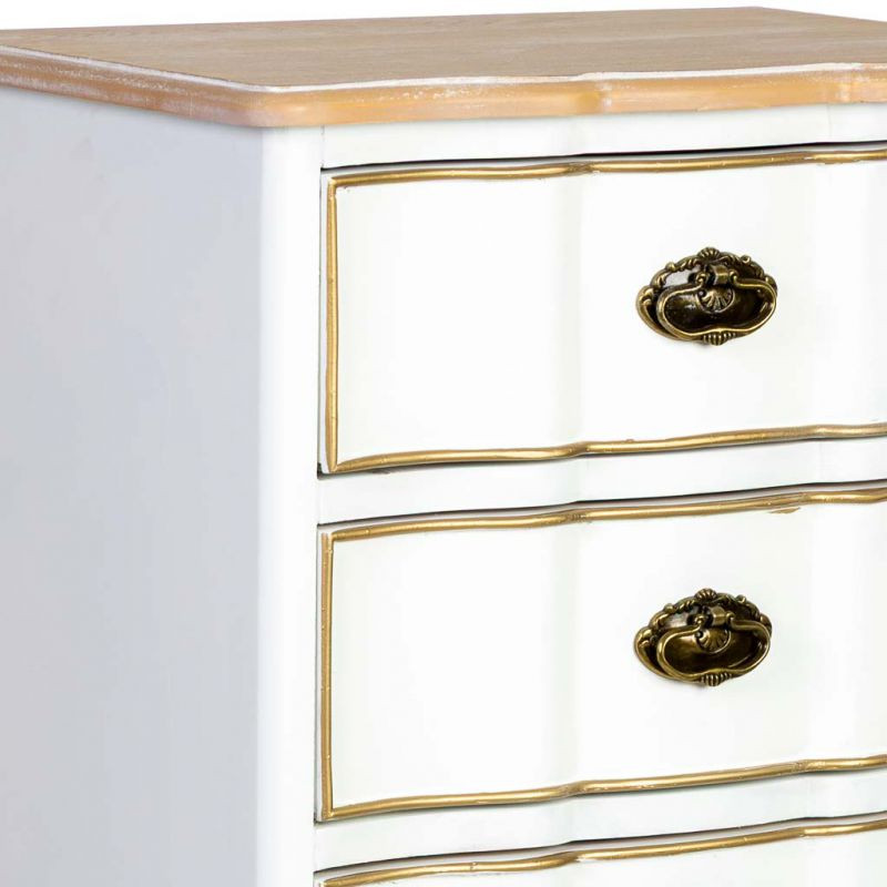 Chiffonnier blanc 6 tiroirs bois et MDF 50x35x110 cm Narelora  - 6