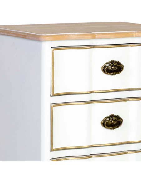 Chiffonnier blanc 6 tiroirs bois et MDF 50x35x110 cm Narelora  - 6