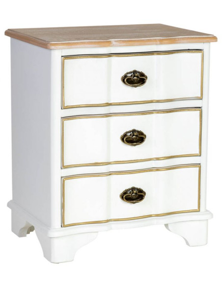Table de chevet blanche 3 tiroirs bois 50x35x60 cm Narelora  - 1
