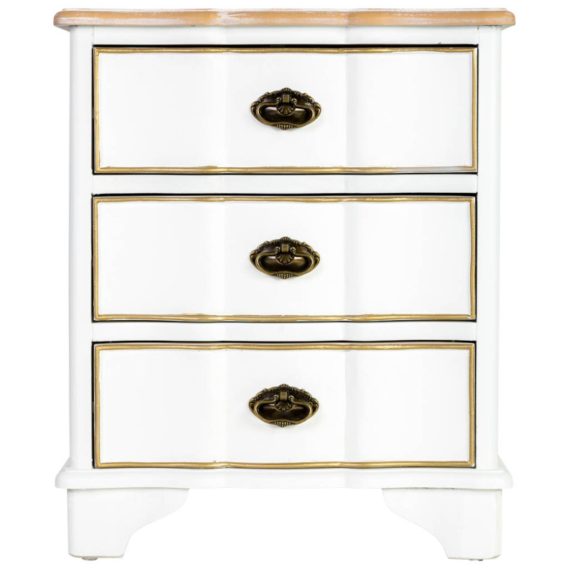Table de chevet blanche 3 tiroirs bois 50x35x60 cm Narelora  - 2
