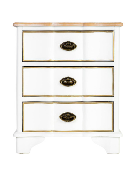 Table de chevet blanche 3 tiroirs bois 50x35x60 cm Narelora  - 2