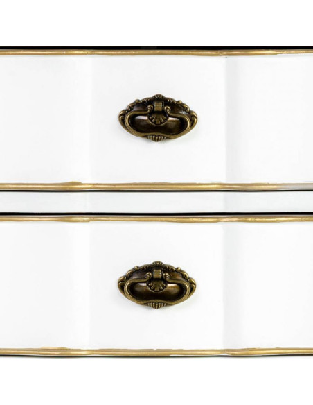 Table de chevet blanche 3 tiroirs bois 50x35x60 cm Narelora  - 6