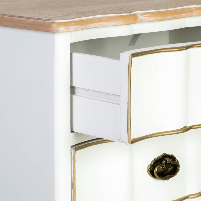 Table de chevet blanche 3 tiroirs bois 50x35x60 cm Narelora  - 5