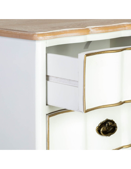 Table de chevet blanche 3 tiroirs bois 50x35x60 cm Narelora  - 5