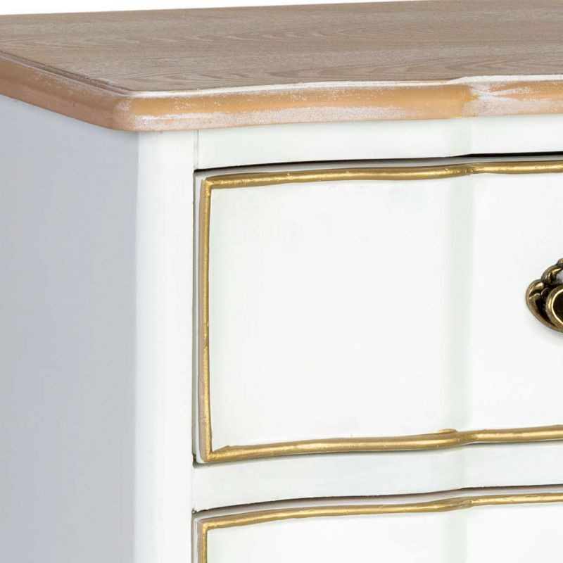Table de chevet blanche 3 tiroirs bois 50x35x60 cm Narelora  - 7