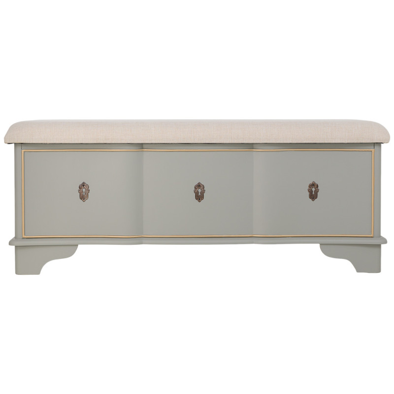 Banc coffre vert sauge avec assise en lin 120x43x48 cm Narelora  - 2