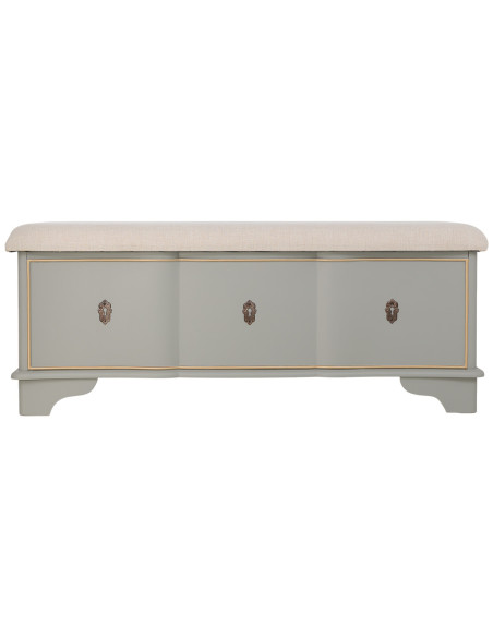 Banc coffre vert sauge avec assise en lin 120x43x48 cm Narelora  - 2