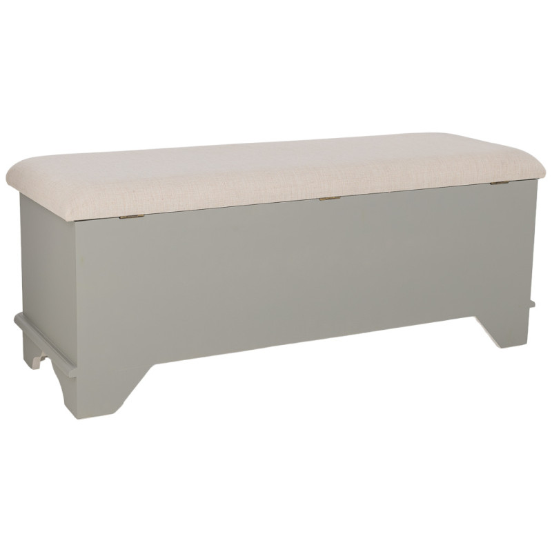 Banc coffre vert sauge avec assise en lin 120x43x48 cm Narelora  - 4