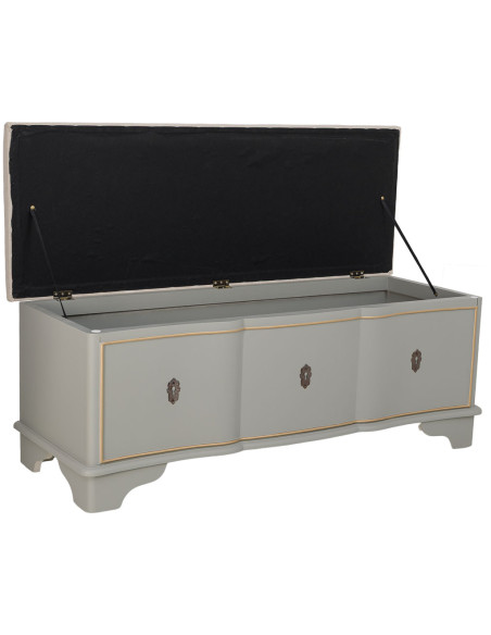 Banc coffre vert sauge avec assise en lin 120x43x48 cm Narelora  - 3