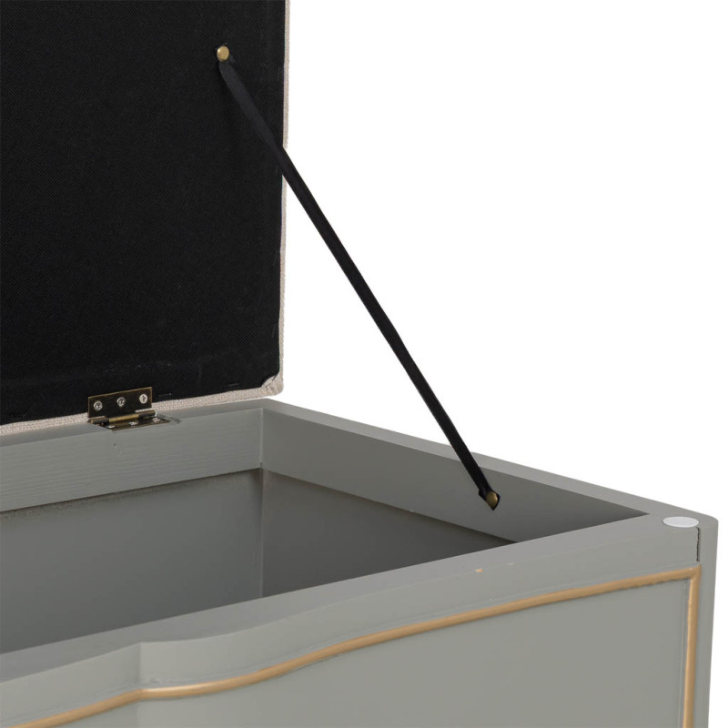 Banc coffre vert sauge avec assise en lin 120x43x48 cm Narelora  - 6