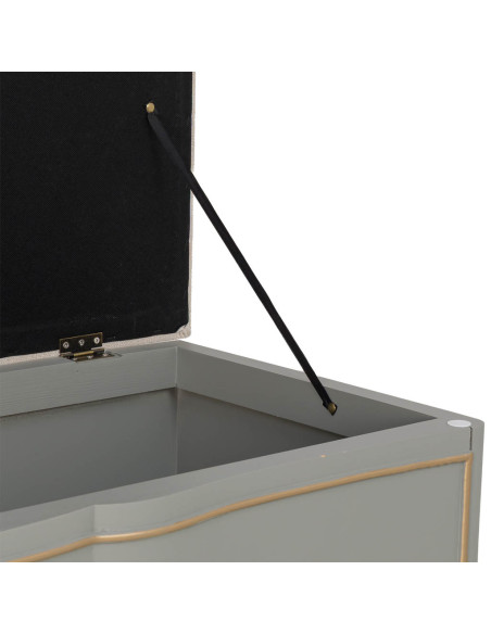 Banc coffre vert sauge avec assise en lin 120x43x48 cm Narelora  - 6
