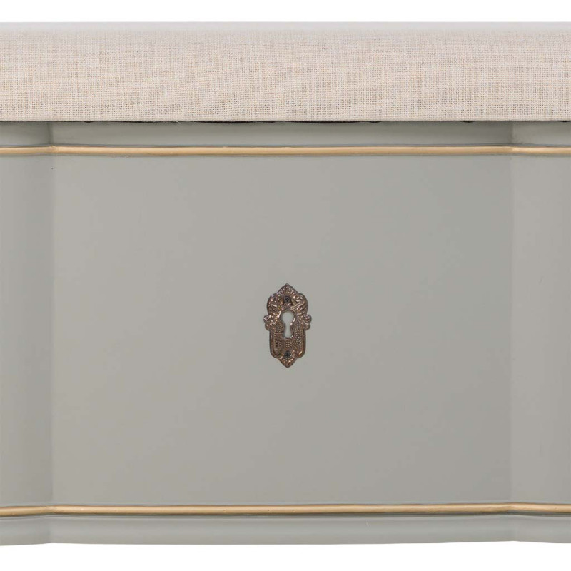 Banc coffre vert sauge avec assise en lin 120x43x48 cm Narelora  - 7