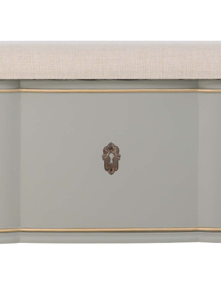 Banc coffre vert sauge avec assise en lin 120x43x48 cm Narelora  - 7