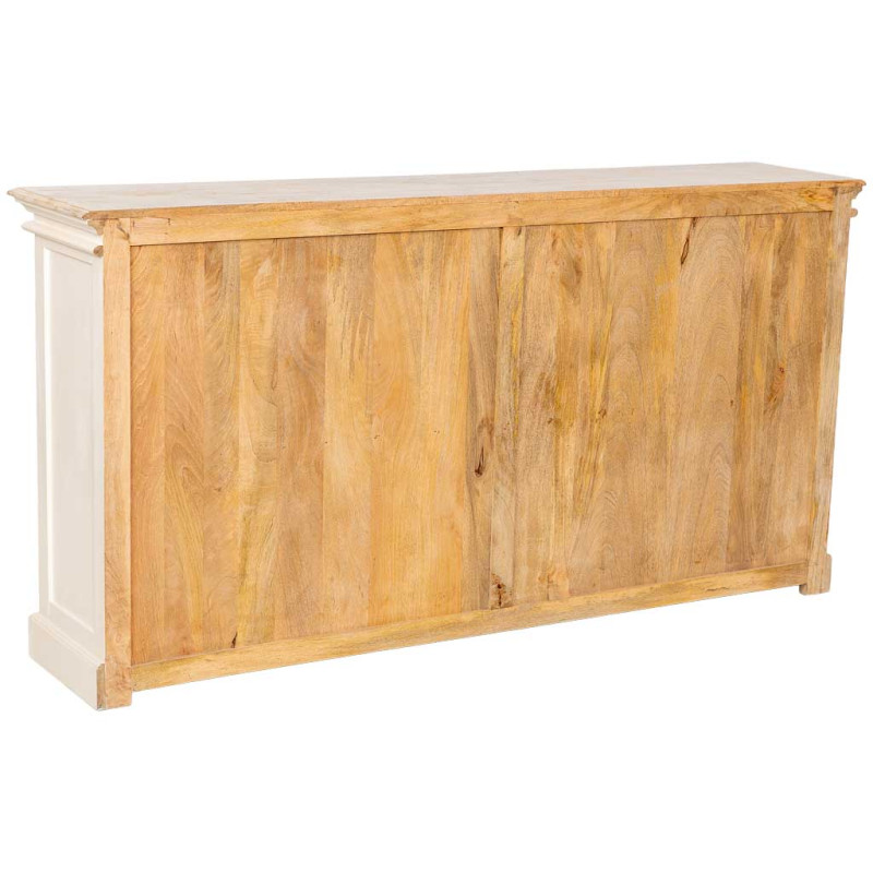 Buffet 4 portes persiennes blanc patiné en manguier massif 182x38x93 cm Morenedo  - 4