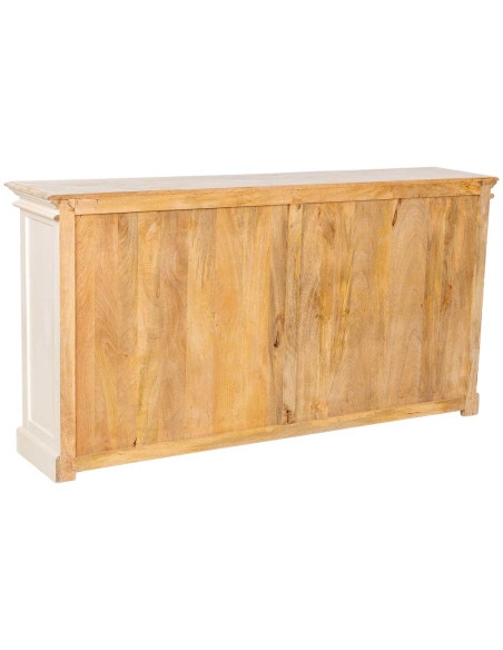 Buffet 4 portes persiennes blanc patiné en manguier massif 182x38x93 cm Morenedo  - 4