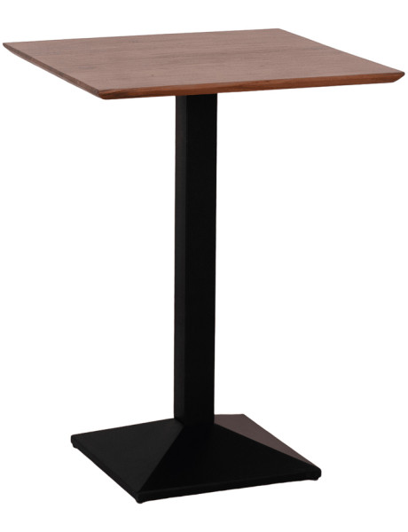 Table haute carrée acacia massif brun et métal noir 70x70x95 cm Arelara  - 1