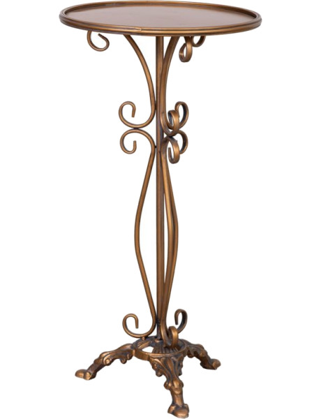 Sellette haute ronde métal doré vieilli 40x40x77 cm Zorenira  - 1