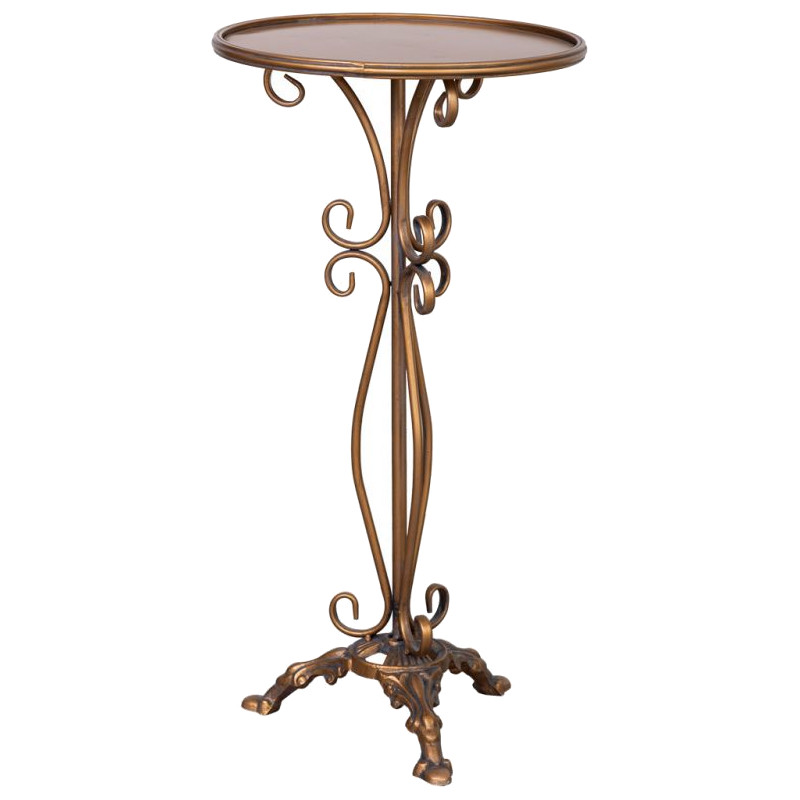 Sellette haute ronde métal doré vieilli 40x40x77 cm Zorenira  - 1