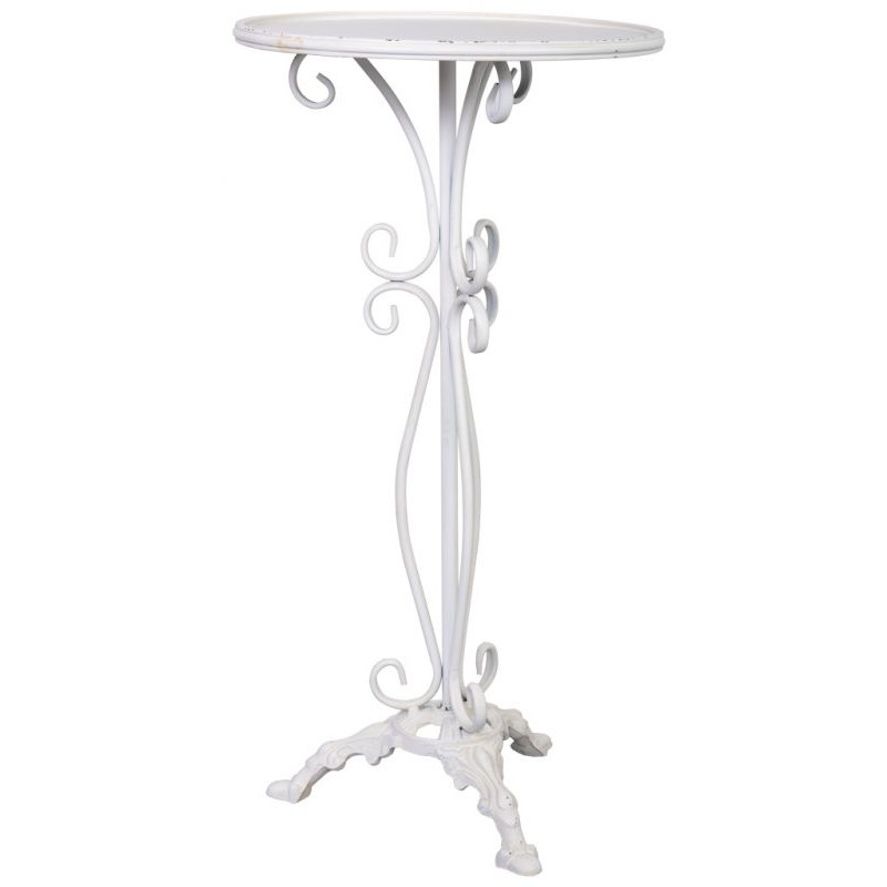 Sellette haute porte-plante métal blanc vieilli 40x40x77 cm Zorenira  - 1